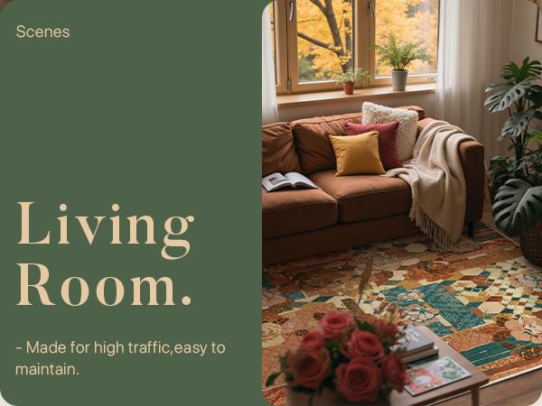 GENIMO Retro Collage Floral Geometric Rug For Living Room Bedroom Dining Room Washable Non-Slip Soft Texture Multi-Scene GENIMO Retro Collage Floral Geometric Rug For Living Room Bedroom Dining Room Washable Non-Slip Soft Texture Multi-Scene