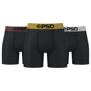 PSD Underwear Men's Metals Cotton Mid Length Boxer Briefs 3-Pack