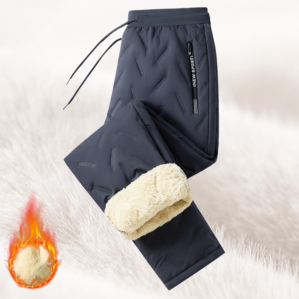 Men’s Warm Thermal Winter Snow Pants Ideal for Workouts & Outdoor Activities Machine Sweatpants Men Perfect for Extreme Cold Weather Layered Solid Color Design Regular Fit Menswear Top Stylish Trousers Men’s Casual Plain drawstring waistband