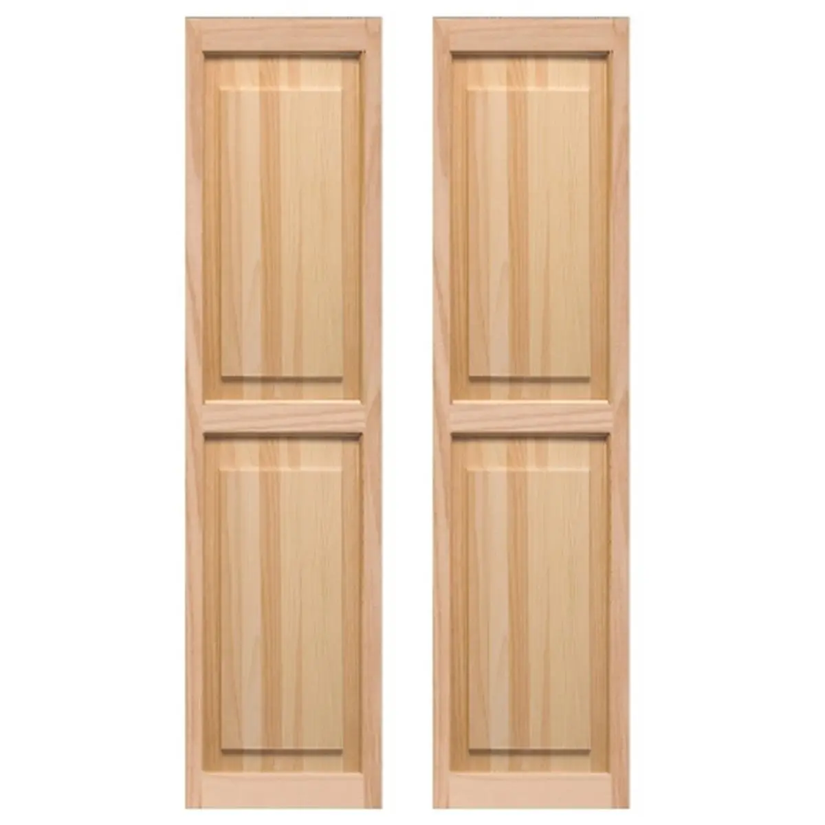 212 MAIN Classic Raised Panel Exterior Window Shutters, Unfinished Pine Wood with Glued and Nailed Construction, Decorative Hardware Ready, 15 x 59 in., Home Decoration, Stylish, Heavy Frame