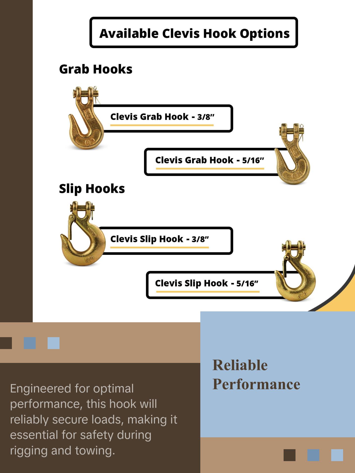 G70 Clevis Grab Hook, 3/8"
