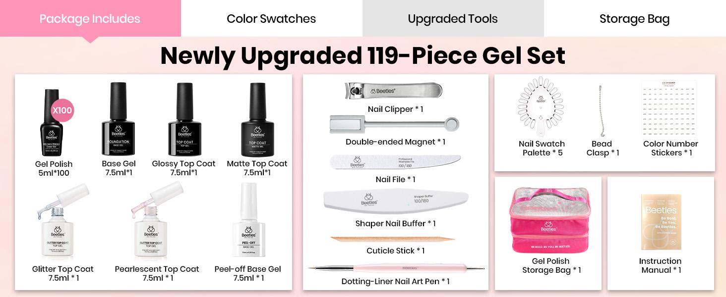 Beetles 100Colors Gel Nail Polish Set,【Base & Top Coat&Color Gel&Manicure Tool&Decoration】DIY Nails at home Gift for girl Gift for woman gel x nails Cutics Cosmetic #TikTokShopBacktoSchool
