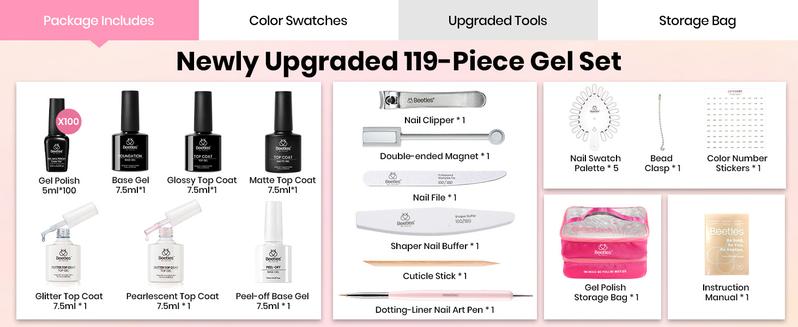 Beetles 100Colors Gel Nail Polish Set,【Base & Top Coat&Color Gel&Manicure Tool&Decoration】DIY Nails at home Gift for girl Gift for woman gel x nails Cutics Cosmetic #TikTokShopBacktoSchool