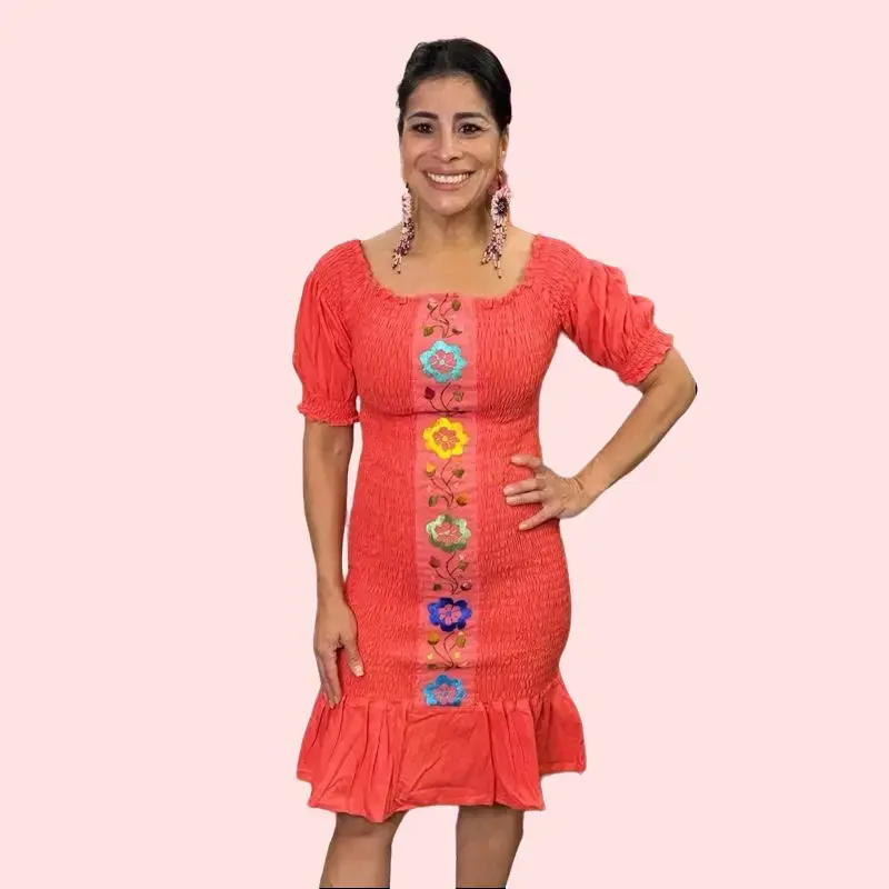 Vestido Nahomy - Mexican dress Handmade in Mexico Embroidered Dresses - vestido mexicano hecho a mano artesanal - elegante tradicional  Casual Traditional Elegance vestido hecho en Chiapas