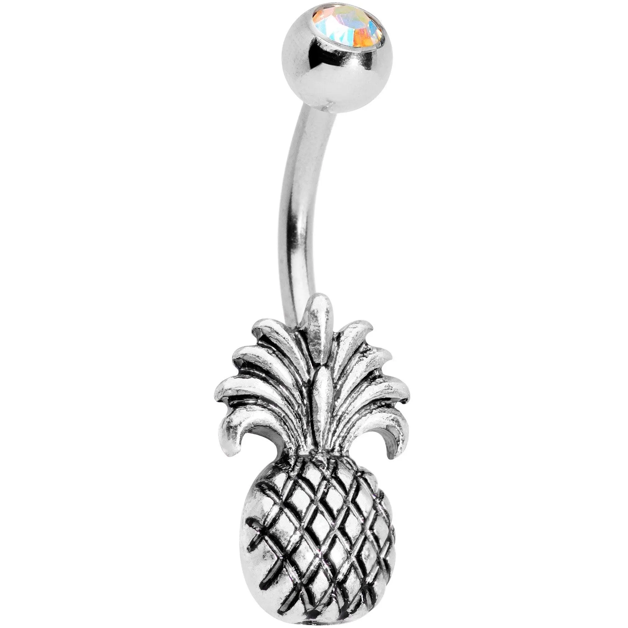 Clear Gem Tropical Pineapple Pizzazz Belly Ring Clear Gem Tropical Pineapple Pizzazz Belly Ring