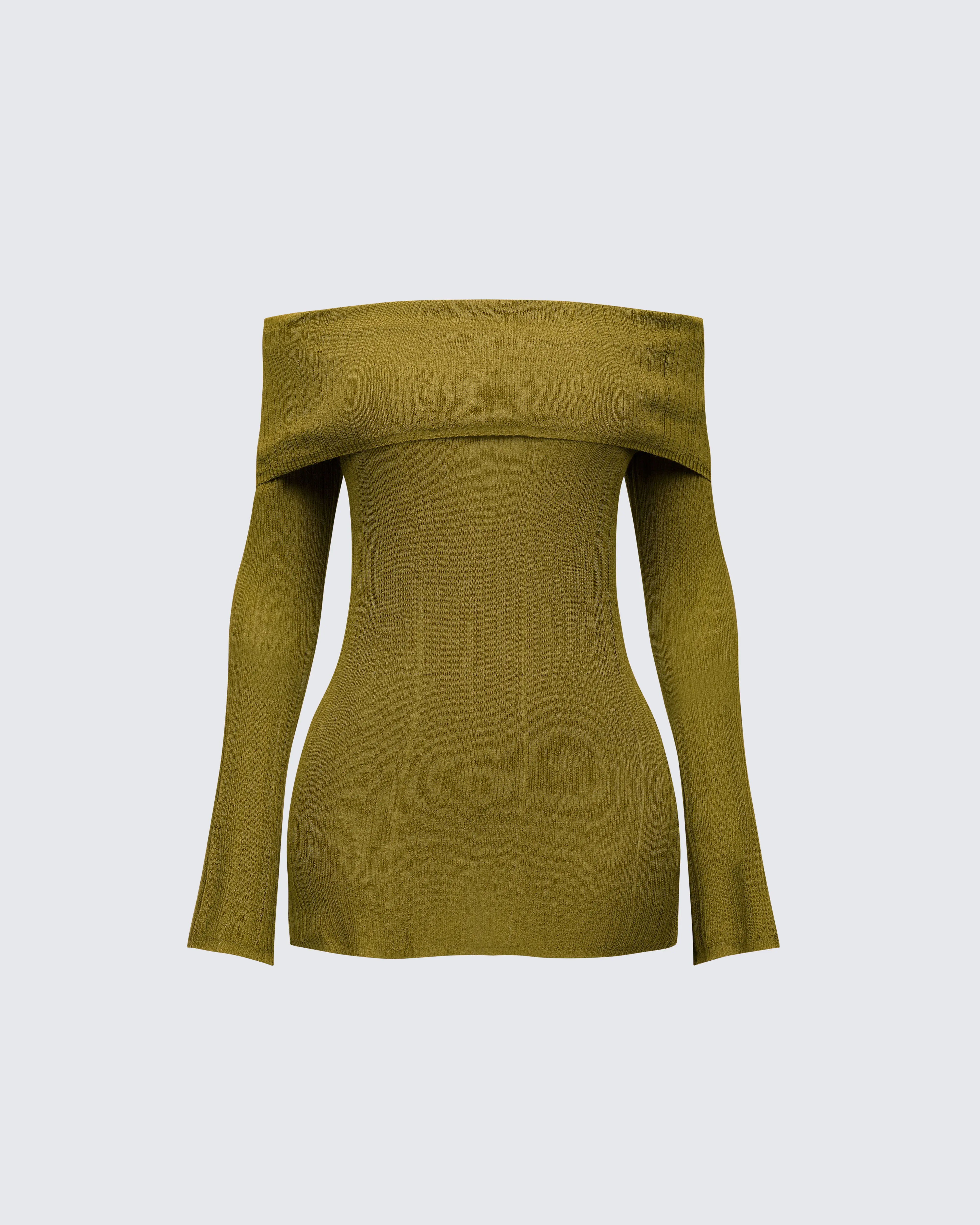 Arlina Khaki Fine Knit Top