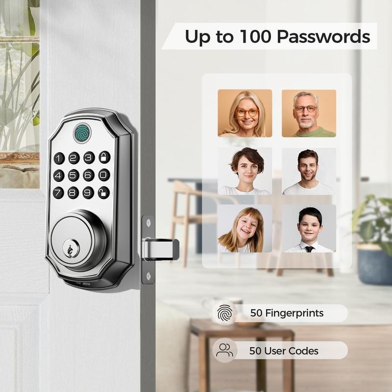 Smart Fingerprint Door Lock, 4-in-1 Keyless Entry Deadbolt, App-Assisted Control