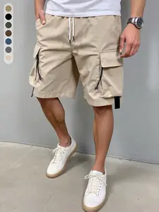 Men’s casual cargo shorts made from durable, comfortable fabric featuring a minimalist design and multiple pockets. Suitable for everyday commuting, work, sports, casual outings, dates, and gatherings with classmates; ideal for summer wear.