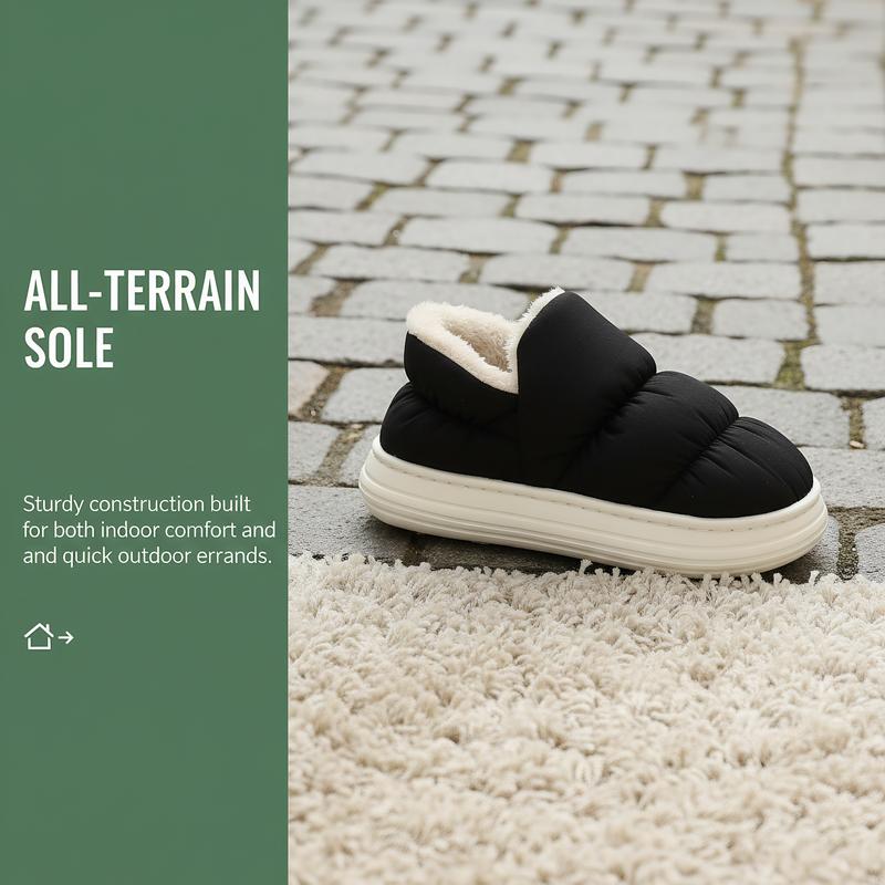 Puffy Cloud House Slippers Cozy Fuzzy Lined Thick Sole Winter Shoes Trendy Bread Style Warm Keeping Heat Retention winter warm fleece