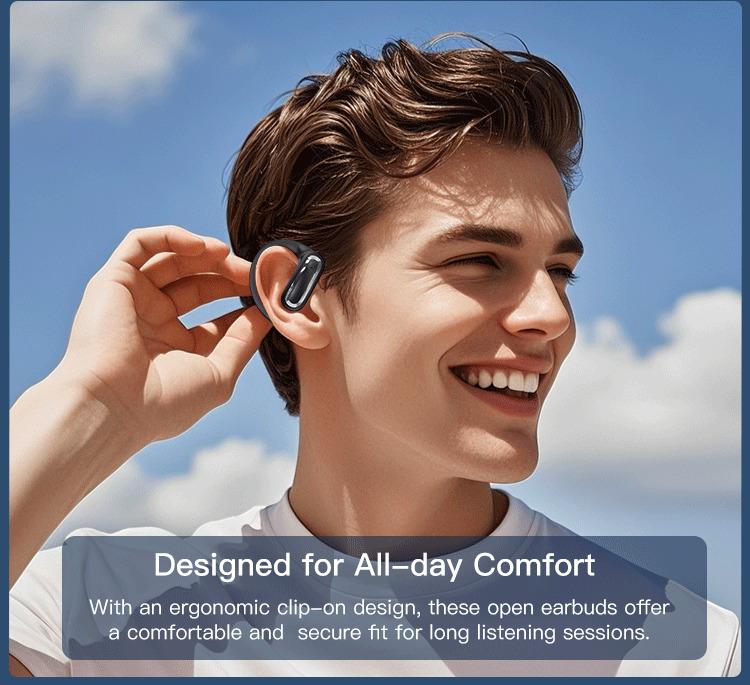 ZIHNIC S16 Open Earphones, Smart Touch-Screen Wireless Bluetooth Earphones, Screen Charging Box With LED Display, Waterproof ultra-long battery life, comfortable to wear, compatible with iPhone and Android, suitable for daily sports, study, office, etc.