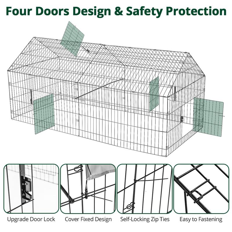PawGiant 86''x40''Chicken Coop Large Metal Chicken Cage House Waterproof