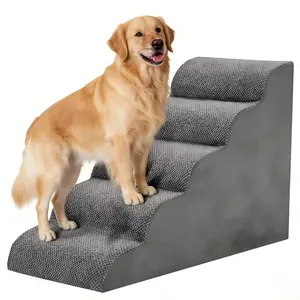 Dog Stairs Ramp for Small Dogs and Cats, Curved Pet Steps with High Density Foam, Non Slip Indoor Dog Steps for Couch Bed Sofa, Easy Clean Pet Stair