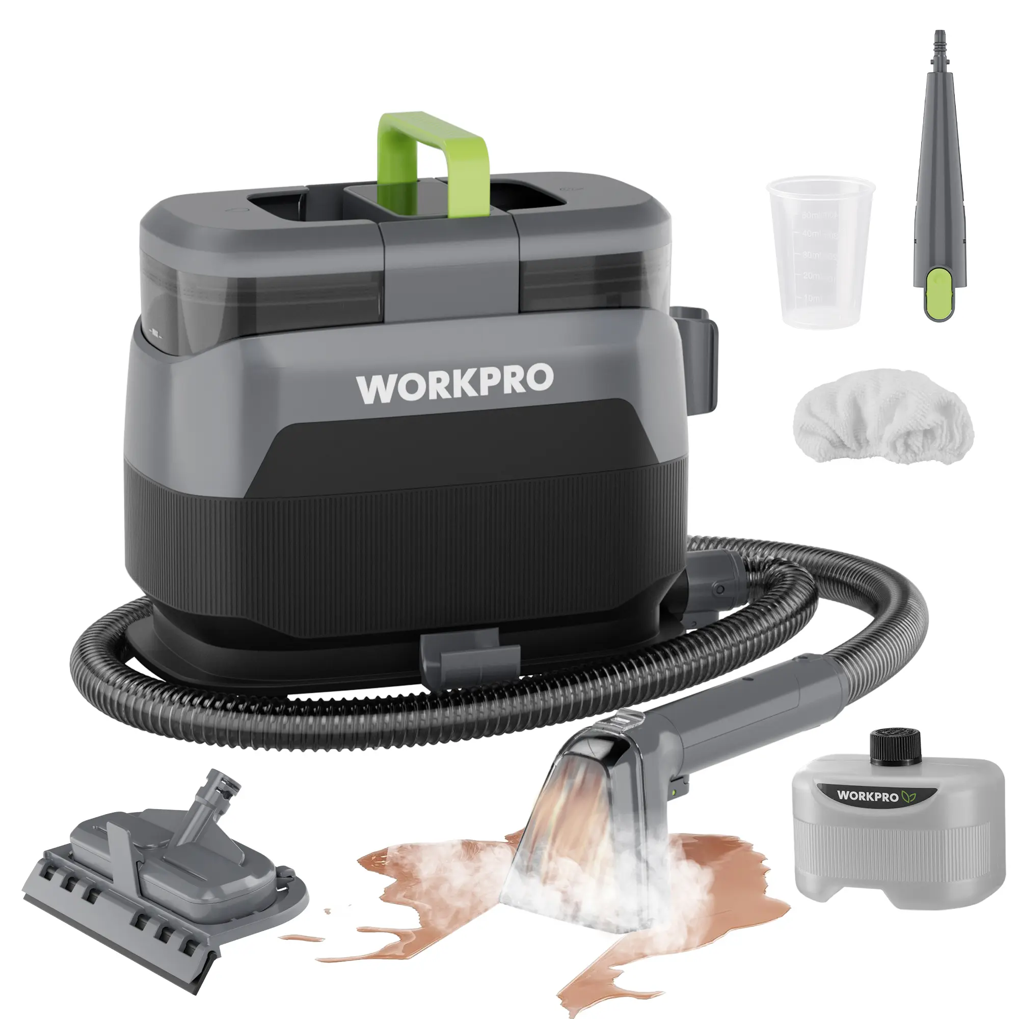 #backtoschool WORKPRO Steam Portable Carpet and Upholstery Cleaner, 16KPa Upholstery Cleaner Machine with Steam & Heating System, 4 Cleaning Modes & Versatile Tools, Spot Cleaner for Pet Stains, Couch, Car Seat