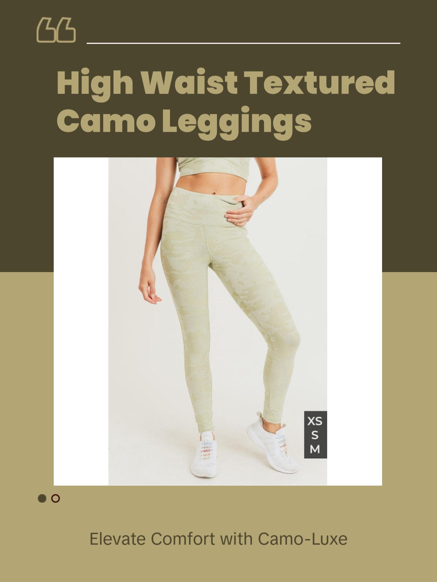 Textured Camo Jacquard High Waist Leggings | Sage