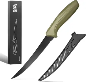 Swiss+Tech 7" Fillet Knife for Fish, Fishing Knife for Filleting and Boning, with Floating Foam Handle&Protective Sheath