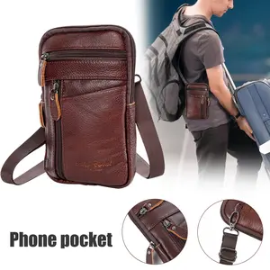 Leather Crossbody Pouch Bag - Messenger Bag with Adjustable Strap,Chest Front Phone Bag,Gift for Men Women, purse for Outdoor Sports Travel