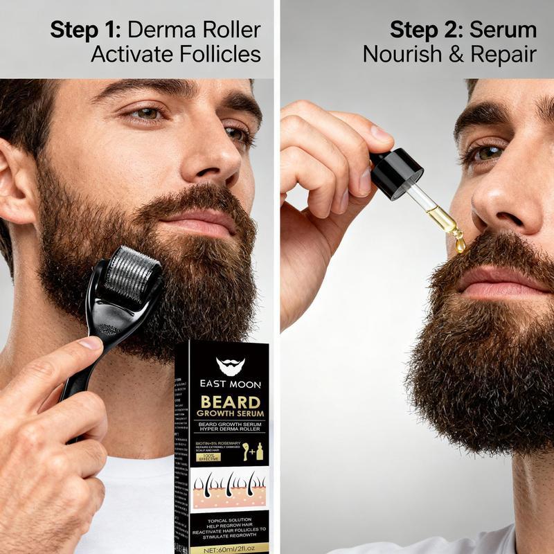 Beard Growth Kit For Men and Women, Hair Loss and Hair Regrowth Treatments,Nutritional Oil for Thicker and Shiner Beards, Black