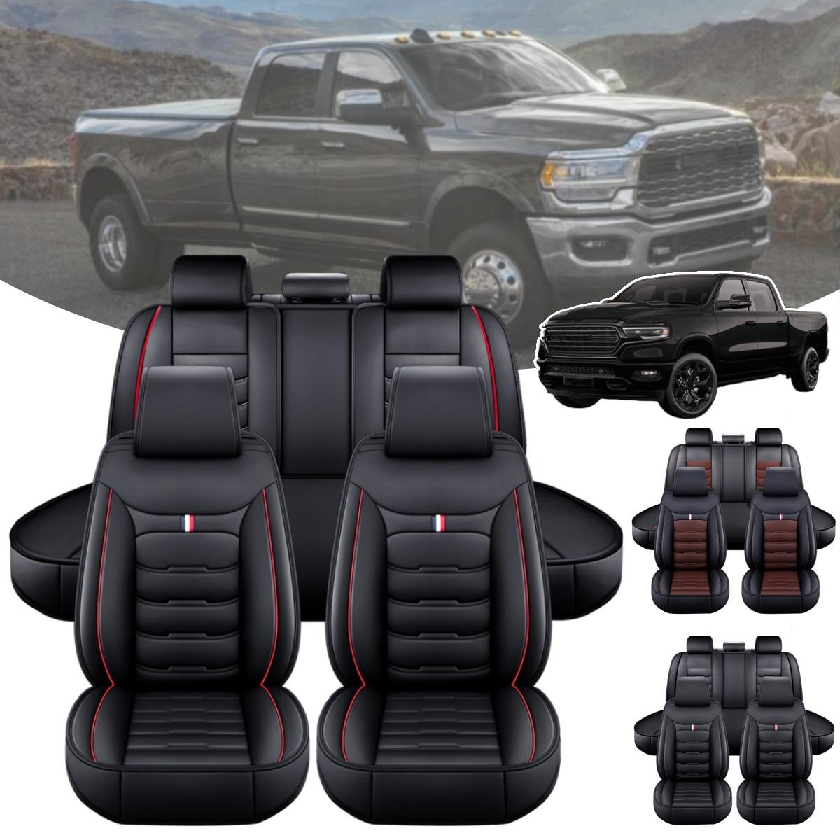 For Dodge Ram 1500 2500 3500 2009-2020 2021 2022 2023 Pickup Trucks Car Seat Covers Full Set PU Leather Front Rear Cushion Non-slip Pad Mat Waterproof