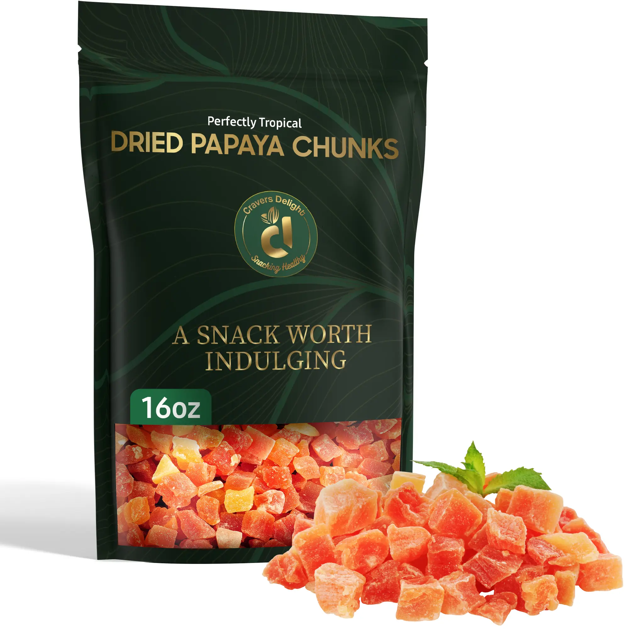Cravers Delight – Soft & Chewy Dried Papaya | Real Fruit • Tropical Flavor • Premium Resealable Pouch
