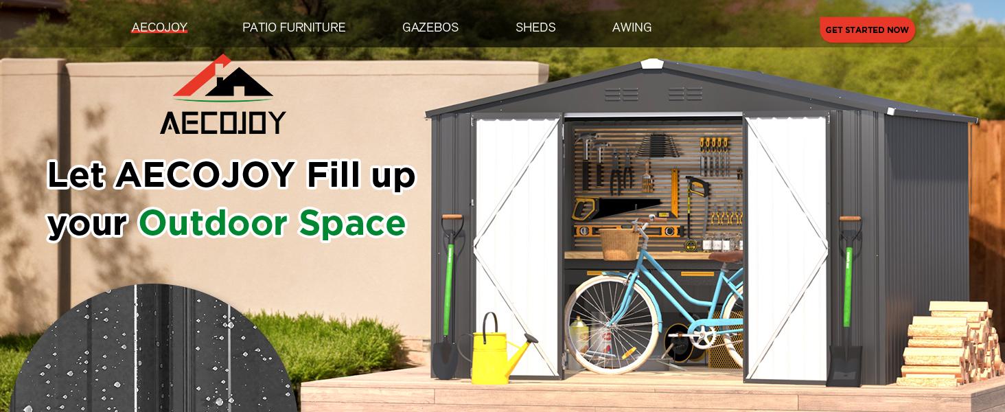 【1/2 Packages Shipping】Aecojoy Storage Shed, Metal Sheds & Outdoor Storage Clearance, Utility and Tool Garden Shed with Lockable Doors for Backyard, Patio, Outside Use Sturdy Durable