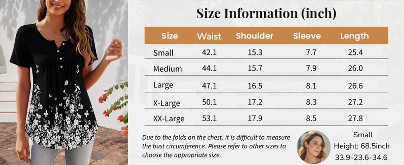 ZEAGOO back to school Women Tunic Tops Dressy Casual Summer Short Sleeve Shirts Floral Loose Fit Pleated Boho Top S-XXL