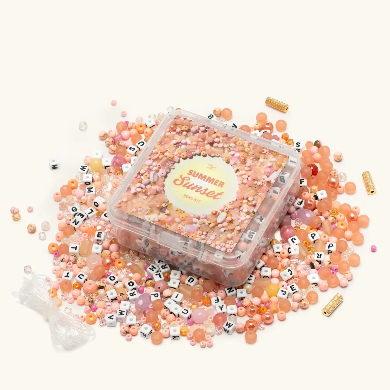 Little Words Project DIY Wonder Bracelet Kit - Summer Sunset Warm Tones Beads, Assorted A-Z Letter Blocks, Boost Creativity & Warmth for Beading Jewelry Making, Letter Beads, Craft