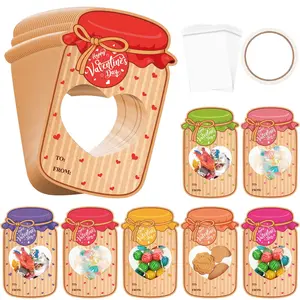 36/100 Pcs Valentine's Candy Cards Kids Gifts Set with Plastic Domes DIY Craft Treat Holder Bulk Class Valentines Candy Exchange Gifts for Couples Families School Party Classroom Gifts