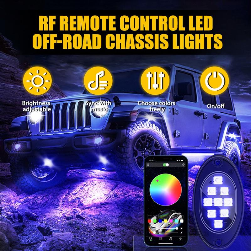Multicolor RGB Rock Lights, 20 Pods Multicolor RGB LED Rock Lights Kit Offroad Truck Underbody Neon , Bluetooth APP/Remote Control, Flashing Music Mode Wheel Well Light, For Pickup Truck ATV UTV RZR SUV
