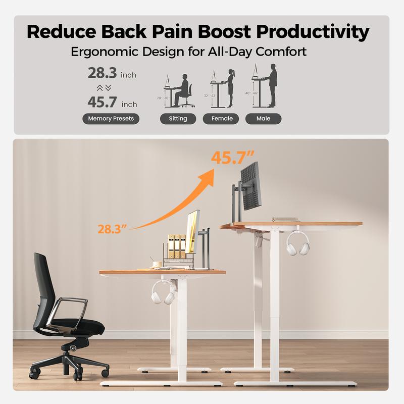 Agilestic 55.1 Inch /59 inch Electric L-Shaped Height Adjustable Standing Desk Sit to Stand Corner Desk with Memory Presets and Hooks Ergonomic Home Office Computer Desk for Workstations White
