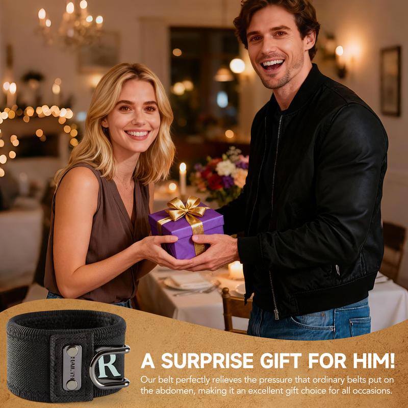 EDC Tool-Hanging Buckleless Belt, 2026 New Metal Hook Elastic Belt, Unisex Adjustable Buckle-Free Invisible Waist Belt (Black Letter R Style)