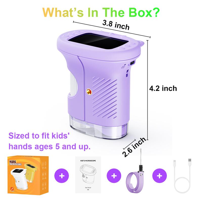 [2026 Upgrade] AuroraHaven Kids Microscope with Built-in Photo & Video Camera, 2.4" 4K Screen – 1000X Microscope and 100m Telescope, STEM Toy & Educational Gift for Boys & Girls Ages 3–12
