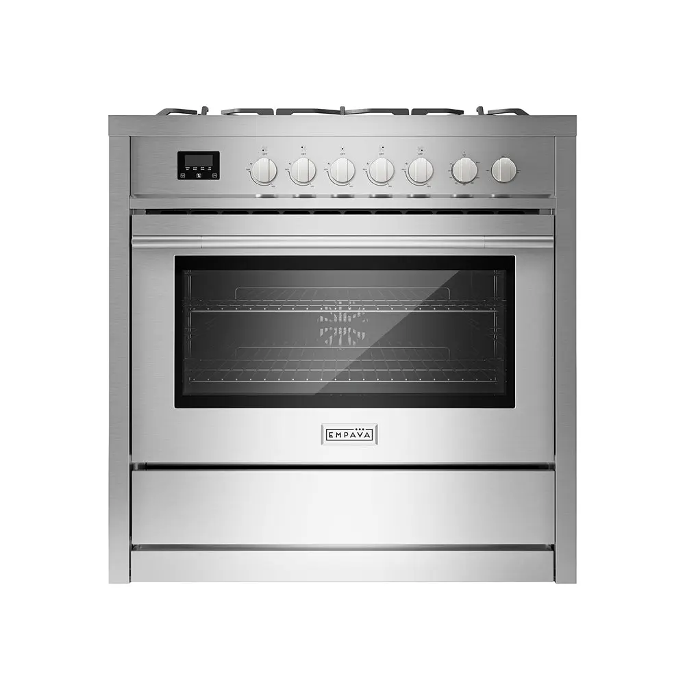 Empava 36-Inch Freestanding Gas Range with Cooktop, Convection Baking Oven, Convection Oven