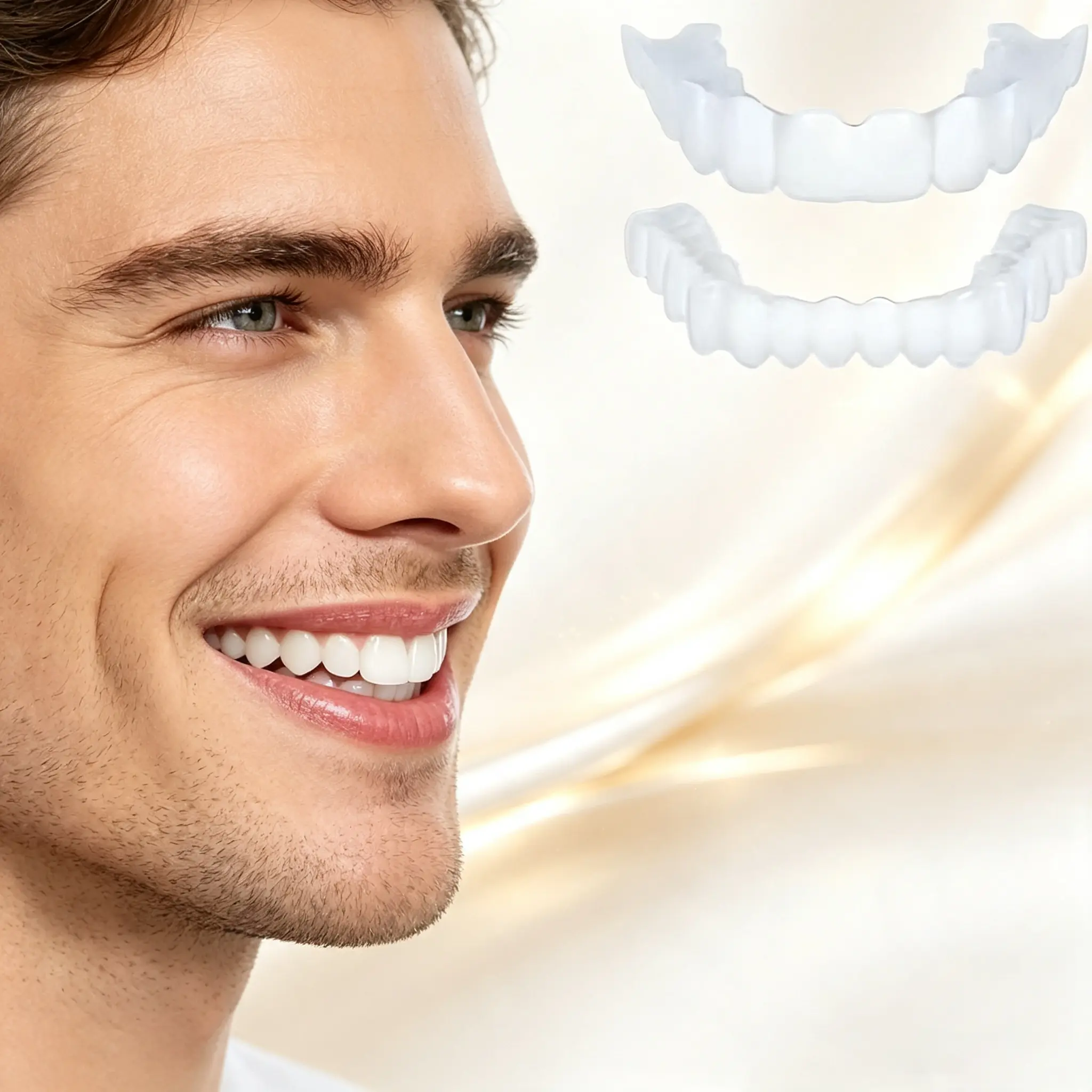 Silicone Simulated Oral Dental Braces - 32g Cosmetic Teeth Whitening Tool for Dentures, Coffee Stain Correction, Instant Confident Smile & Portable Use