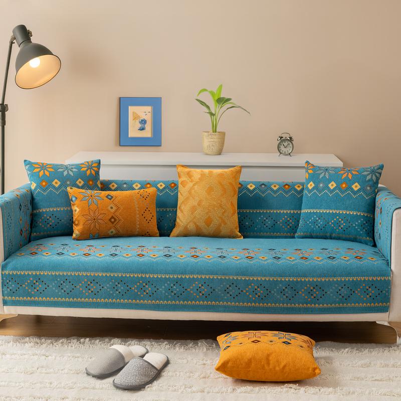 1 Count Sofa Cover, 2-4 Seat Chenier Couch Cover, Anti-sip Bench Sofa Protector, Machine Washable Slipcover, Pet-friendly sofa Towel Mat, Sofa Comfortable Furniture Protector for Home, Living Room, Dormitory, Hotel, Beige, Gray