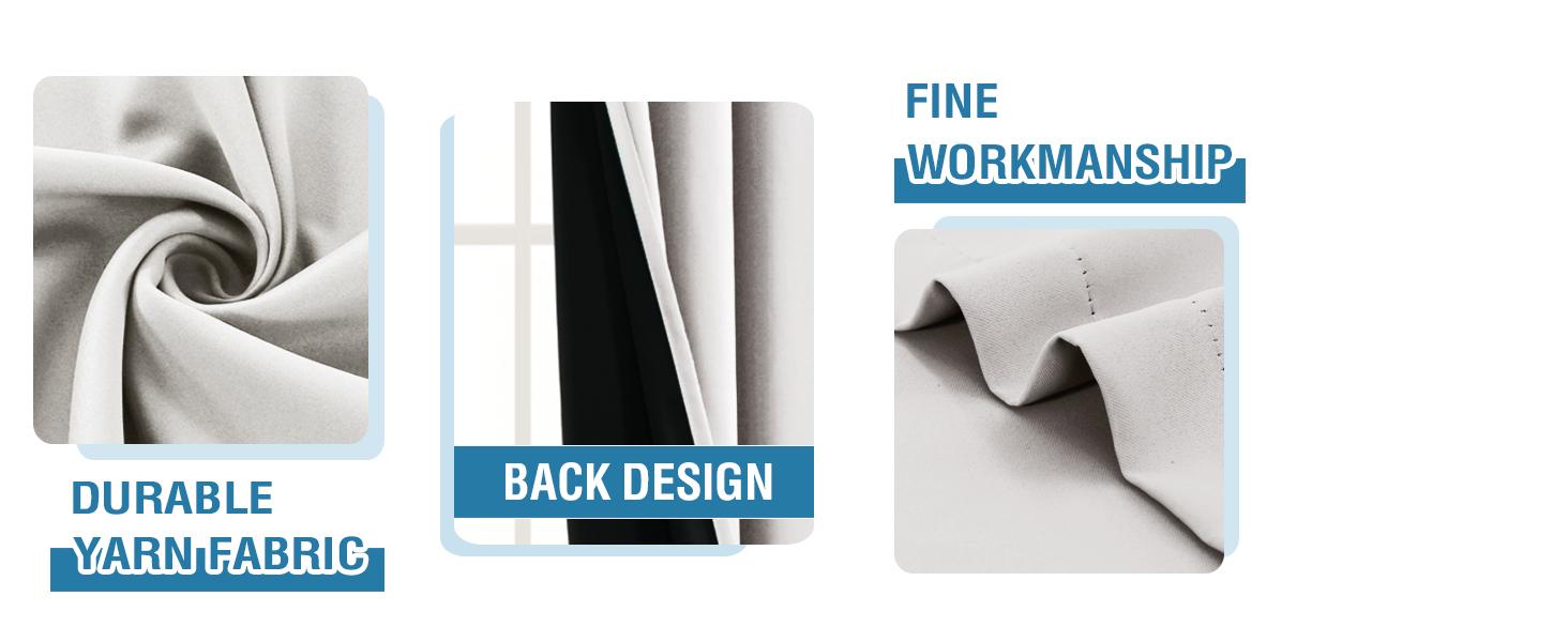 H.VERSAILTEX 100% Blackout Curtains for Bedroom Thermal Insulated Blackout Curtains Heat and Full Light Blocking Curtains for Living Room with Black Liner 2 Panels Set