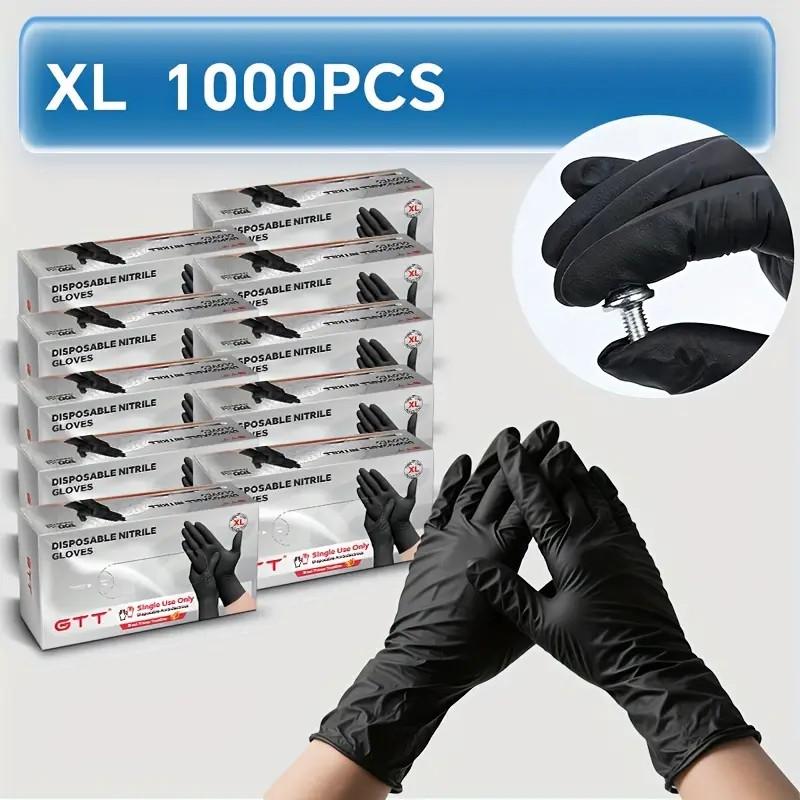 100/500/1000 Black Nitrile Exam Gloves 4 Mil, Powder-Free Disposable Gloves for Medical, First Aid,Cleaning Food Prep, Tattoo,Cooking