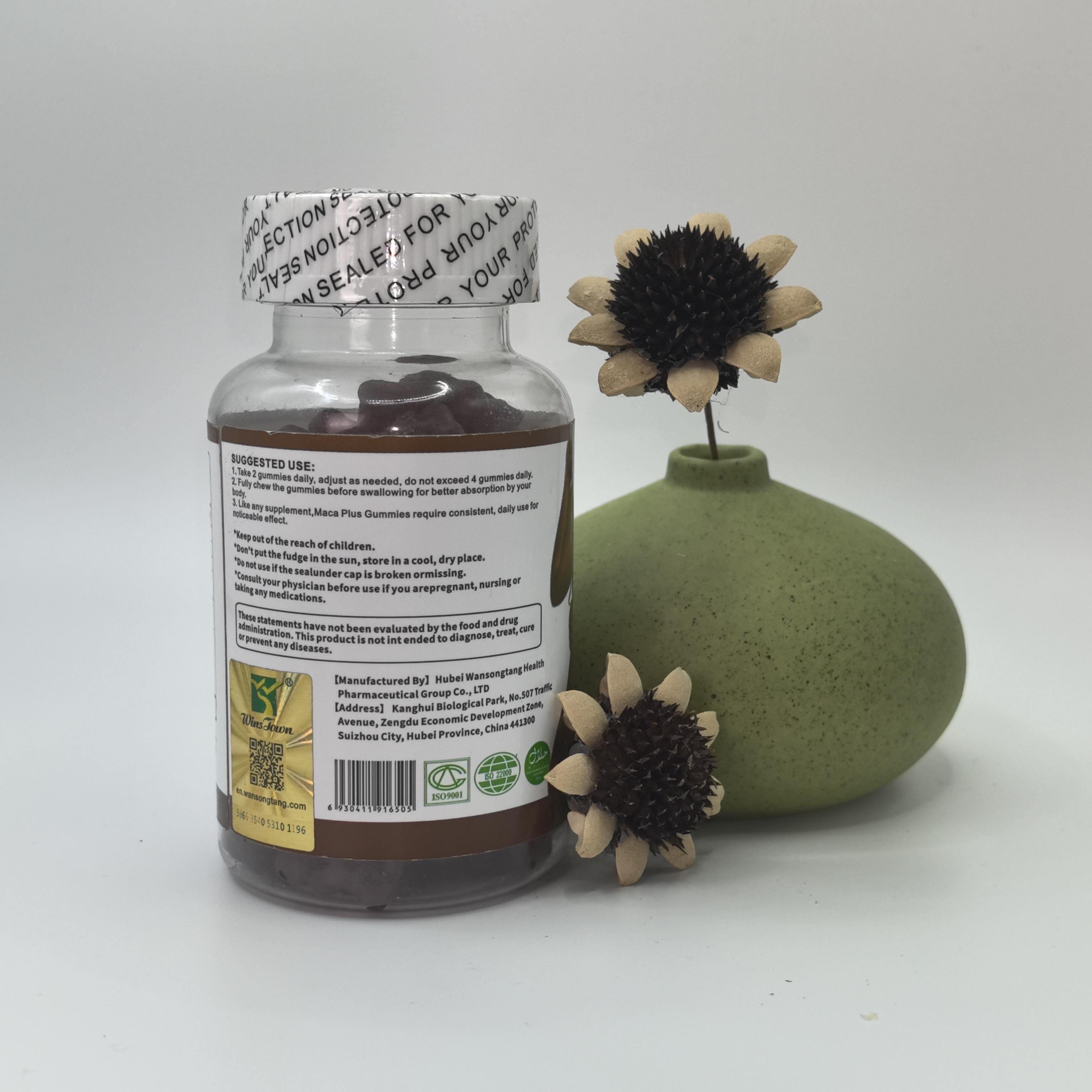Wins Town Maca Plus Gummies 1500mg  with Black Maca Root & Dong Quai Extract 60 Vegan Gummies Antioxidant Supplement