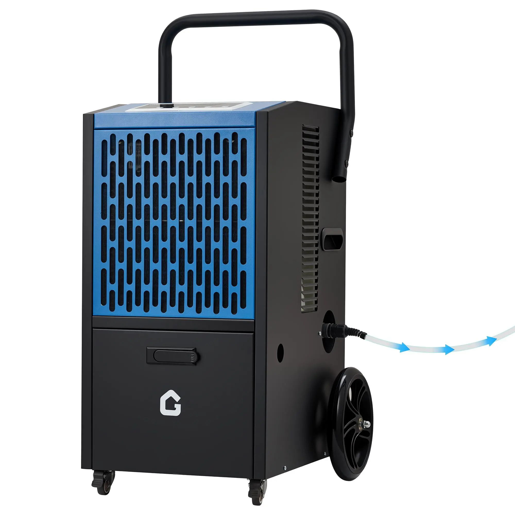 105 pt Large Capacity Commercial Crawl Space Dehumidifier, 110V/60Hz/520W US Standard, Push-Pull Handle, 4 Wheels, Timer, Multiple Draining Options, Continuous Drain Hose for Drying Basement & Warehouse Use