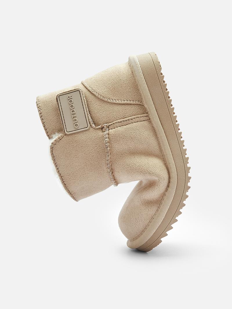 Balabala Kids Winter Snow Boots Warm Fleece-Lined Waterproof Easy On & Off Short Boots with Anti-Slip Sole & Triple-Layer Insulation