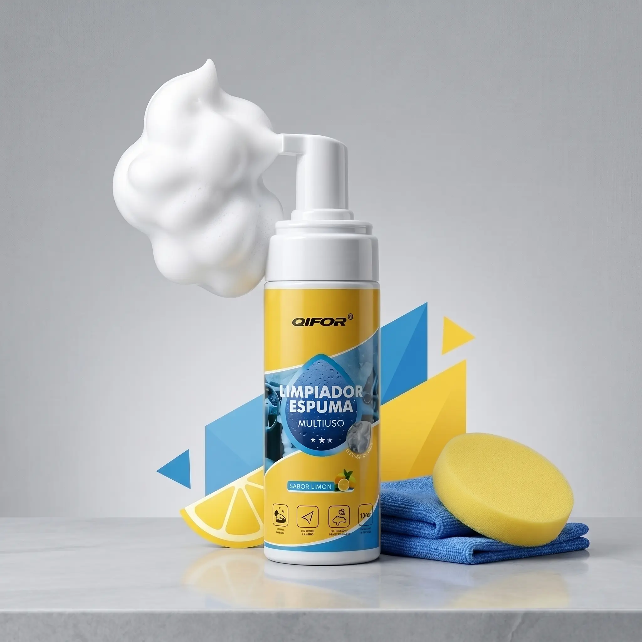 QIFOR 4-in-1 Multi-Enzyme Foam Cleaner: Heavy Duty Stain Remover for Car Interior, Sofa, Home Deep Cleaning & Fabric - No Rinse Required (Must-Have)