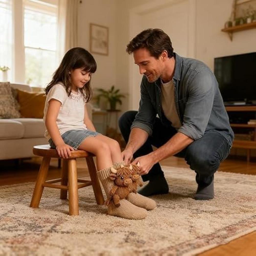 3D Knit Animal Socks, Knitted Plush Animal Pattern Socks - Cute Animal Design Socks, One size fits all, Quirky Style, Novelty Design, Soft Fabric, Durable Stitching, Unisex.