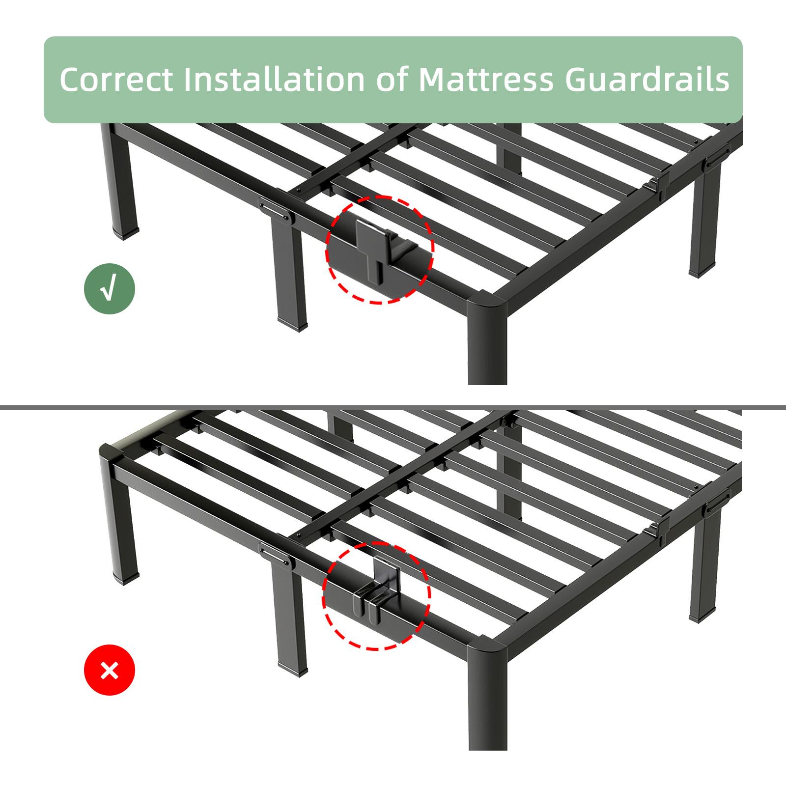 COZPAW Queen Size Metal Platform Bed Frame with Storage - 14/ 18 Inch Height, Heavy Duty 3500 lbs Capacity, Anti-Squeak Design, No Box Spring Needed, Easy Assembly