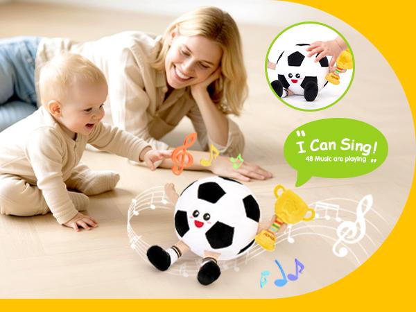 Hahaland Musical Interactive Dancing Crab/Bee Plush Toy - 48 Songs & Recording Feature - Walking Moving Bouncing Crawling Toddler Toy 1-3 Baby Toy 0-3-6-12-18 Months Birthday Christmas Valentine's Day Gifts for Kids