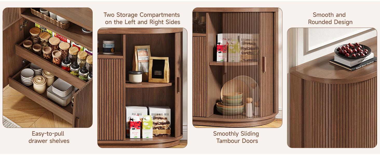 【SPRING GLOW UP】ONBRILL 63" Sideboard Buffet Cabinet with Storage, Modern Fluted Accent Credenza with Sliding Doors, Drawers and Adjustable Shelves, Wood Coffee Bar Console Table for Kitchen, Living Room, Enrtyway 【SPRING GLOW UP】ONBRILL 63" Sideboard Buffet Cabinet with Storage, Modern Fluted Accent Credenza with Sliding Doors, Drawers and Adjustable Shelves, Wood Coffee Bar Console Table for Kitchen, Living Room, Enrtyway