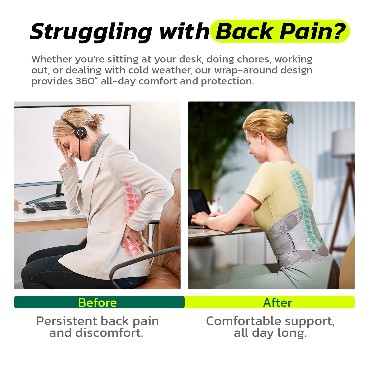 aoFIT Back Brace，Corset Waist TrainerBelt，Women's Sports，Sweat Belt for Men，Waist Support，Waist Trainer，Body shaping belt，springtok,FallFreshness