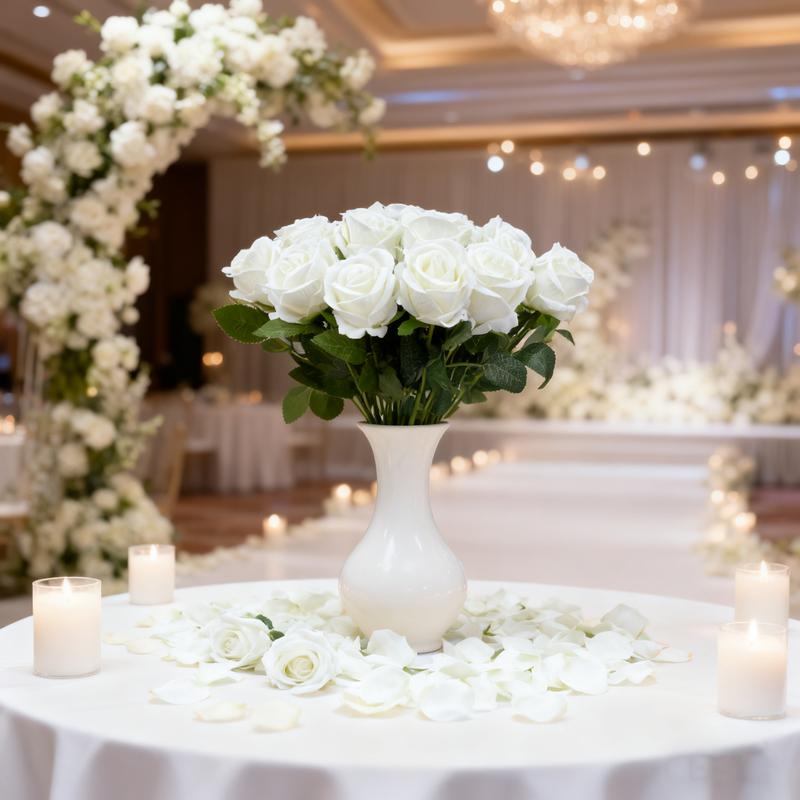 YBLIOUKE 10/20/50 pcs Artificial Rose Howers LongStem Fake Silk Roses for DIY WeddingBouquet Table Centerpiece HomeDecor  Realistic Faux Flowers for Decoration, Suitable for Valentine’s Day, Mother’s Day, Halloween, Christmas, Floral Arrangements