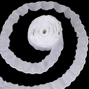 15 Yards Lace Trim White Cotton Eyelet Floral Lace Ribbon Embroidery Ruffle Laces Trim for Sewing Dress Clothes Dolls & Pets Clothes Lusofie