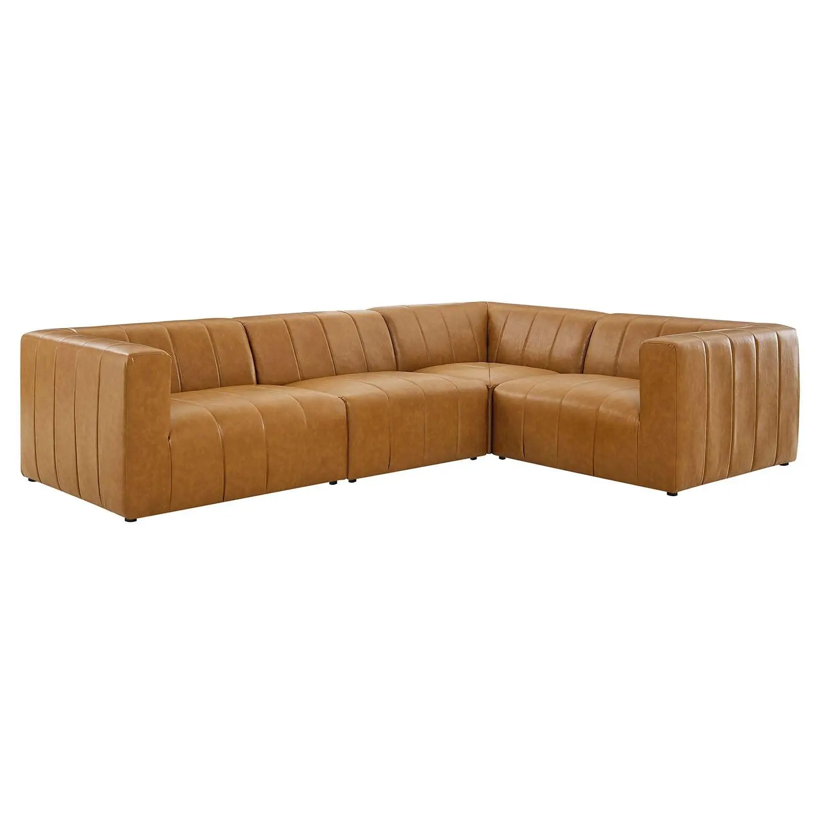 Bartlett Vegan Leather 4-Piece Sectional Sofa Tan, EEI-4519