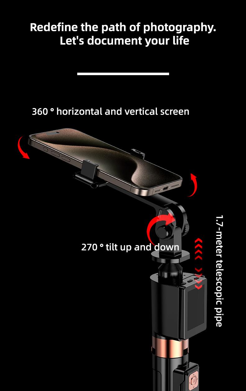2025 New Rear Camera Selfie Stick, XO 3 in 1 Projection Selfie Stick, with Fill Light and Bluetooth Remote Control, No App Required, Suitable for Taking Photos, Live Streaming, and Video Recording.