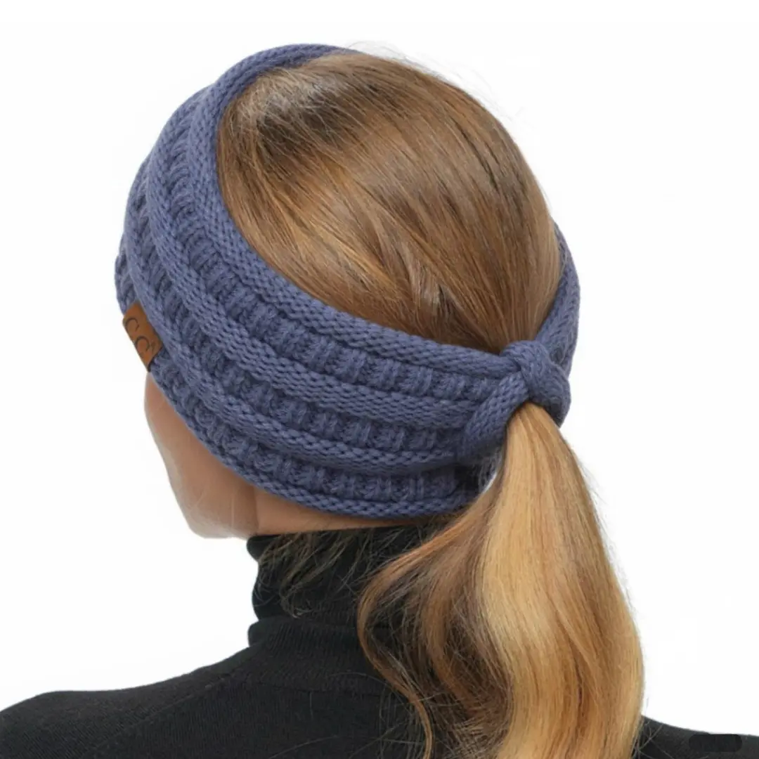 C.C Ponytail Headband for Women – Fuzzy Lined, Warm, Non-Bulky Knit Headwrap, Valentine's Day Gift, Perfect for Early Spring Soft Headband Headband Accessory